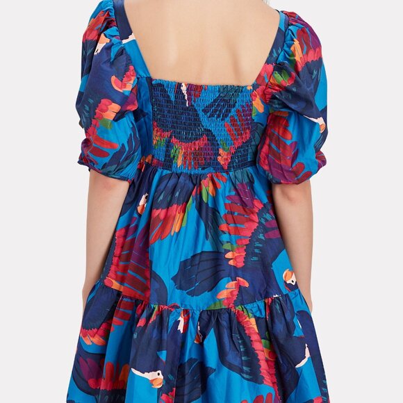 FARM Rio Rainbow Macaw Puff Sleeve Mini Dress, Size Small - Picture 4 of 5
